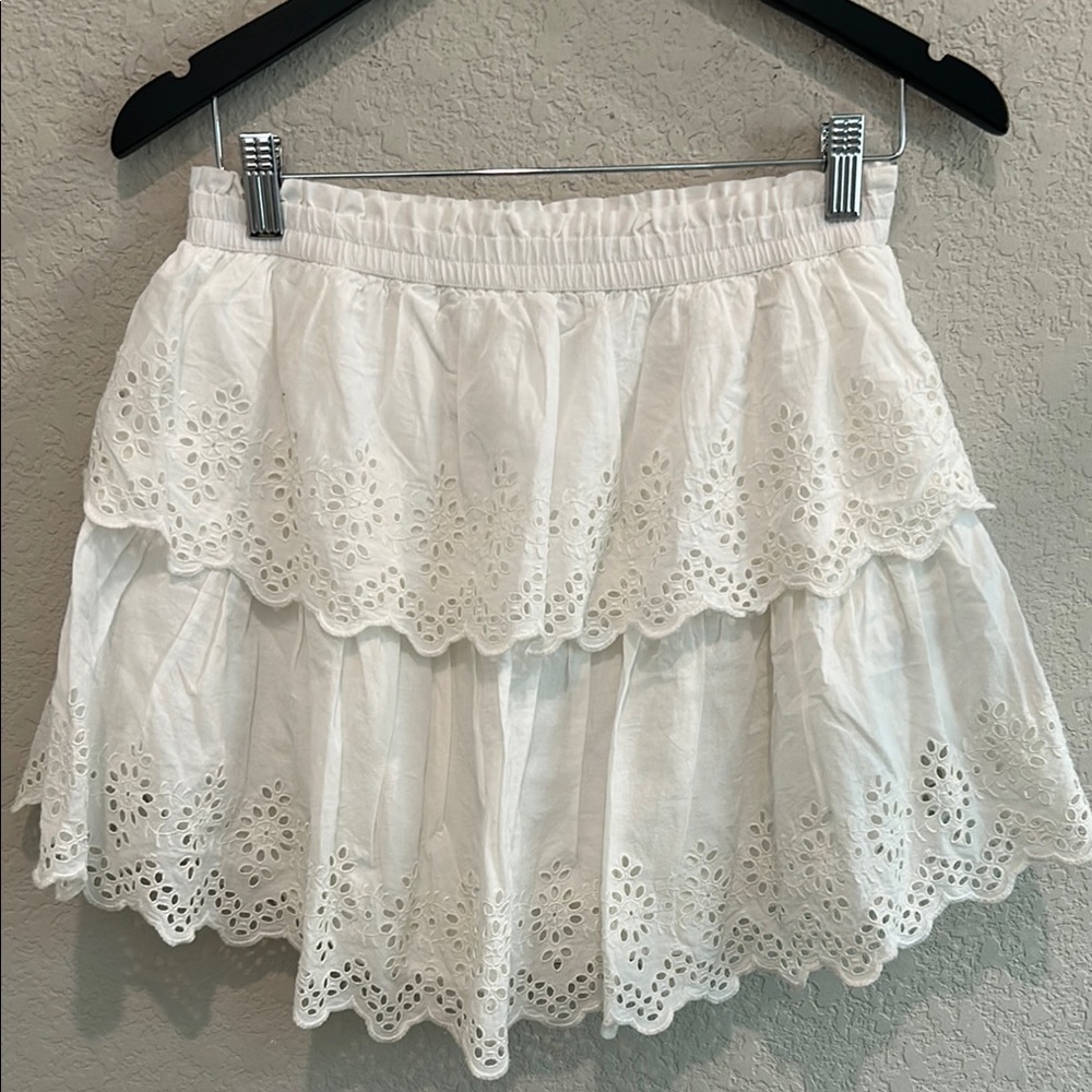 White Eyelet Layered Skirt Sise M organic cotton